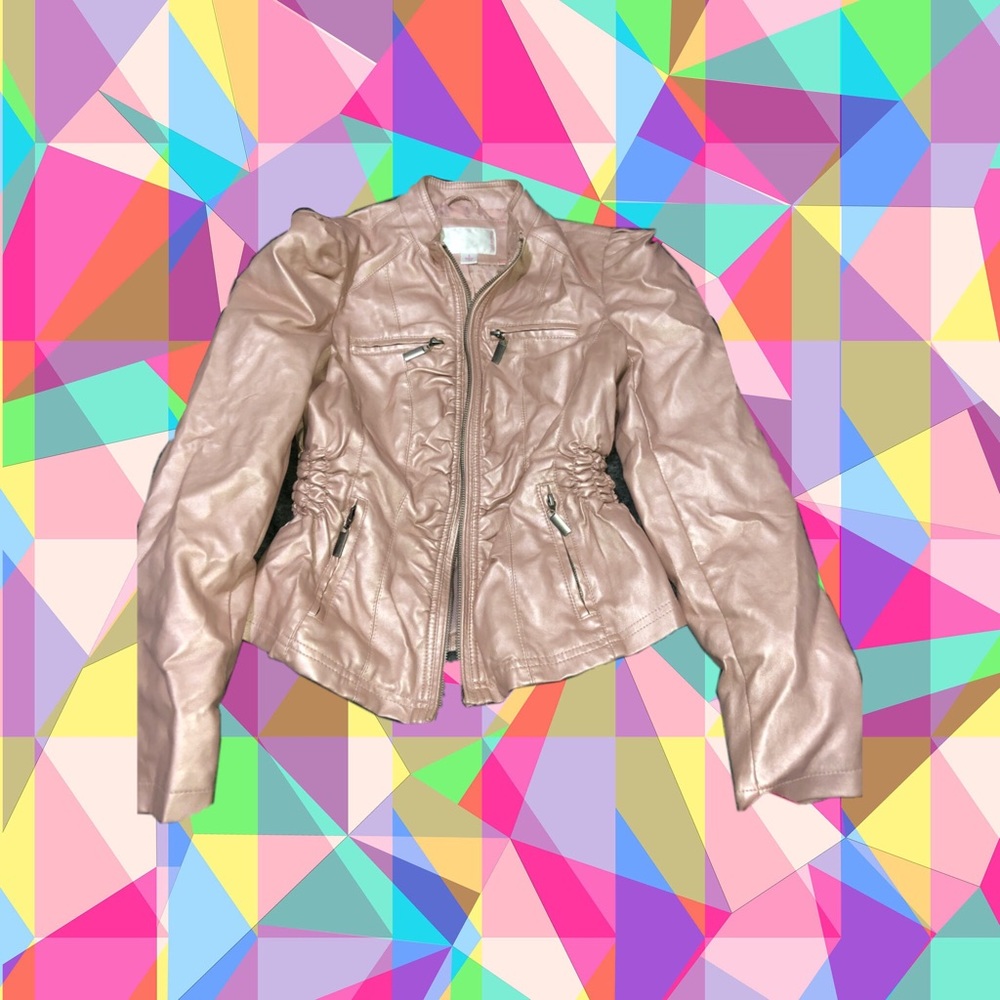 Faux Pink Leather Jacket